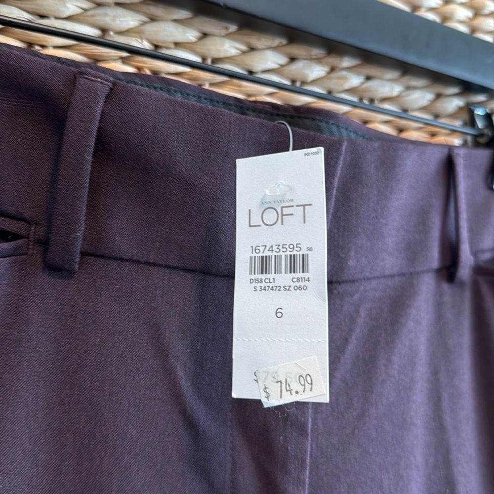 NWT Ann Taylor Loft Marisa Burgundy Mid-Rise Career Woven Dress Pant Trouser, 6 - Picture 2 of 9